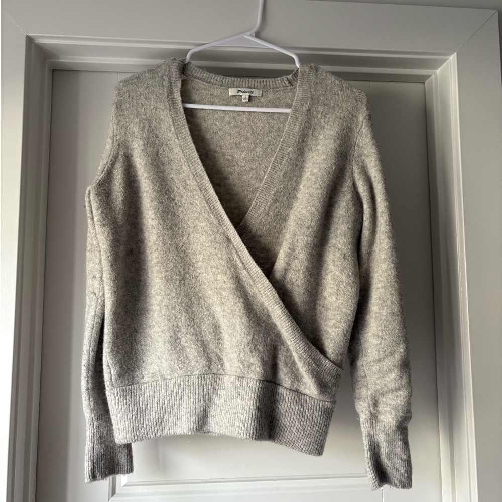 Madewell Gray Wrap Sweater